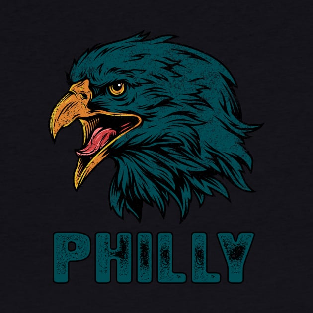 Vintage Eagle Face Head Philly Game Day For Philadelphia Football Fans by Hong Lien 